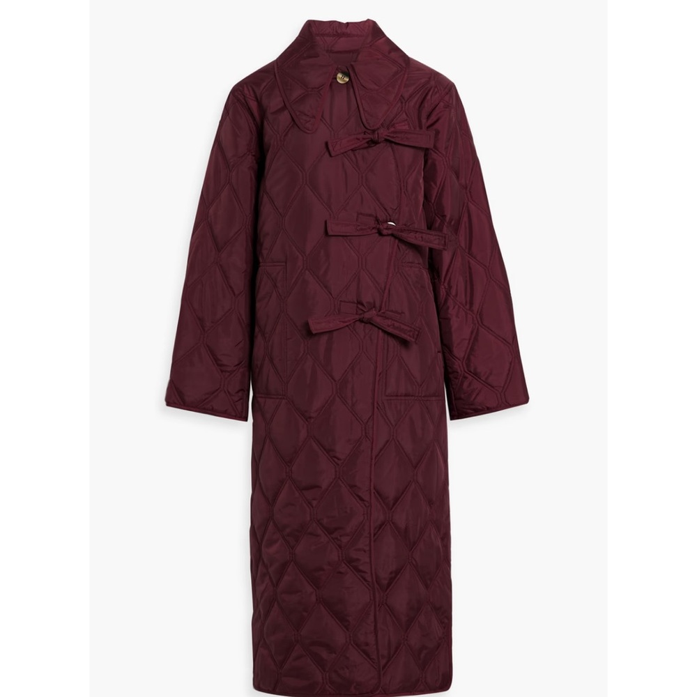 GANNI Bow-detailed quilted ripstop coat